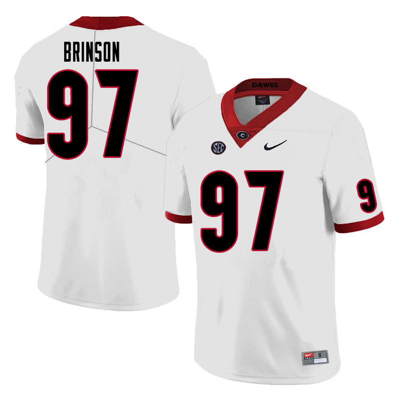 Men #97 Warren Brinson Georgia Bulldogs College Football Jerseys Sale-White